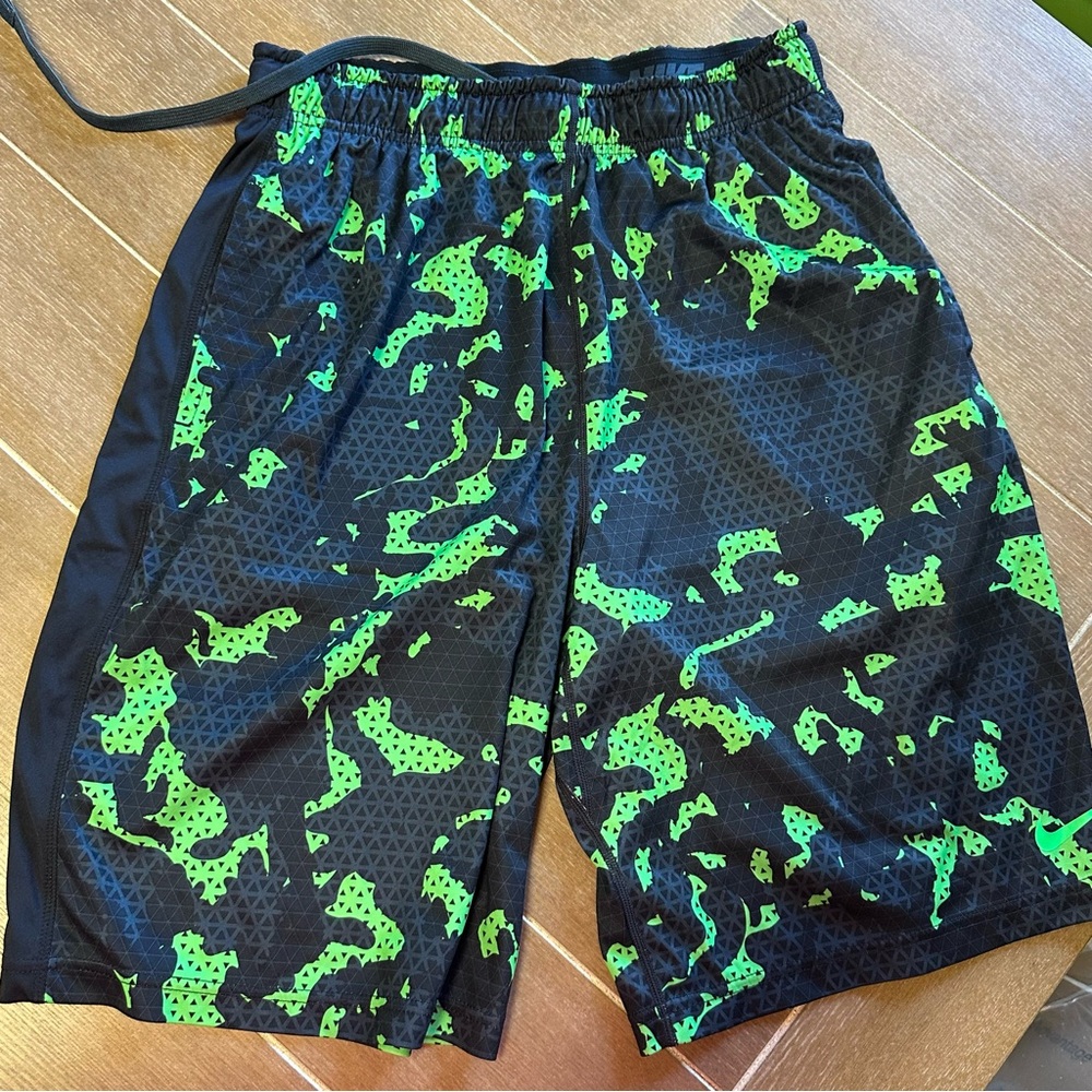Nike Men's Athletic Shorts in Black and Neon Green - Picture 3 of 3